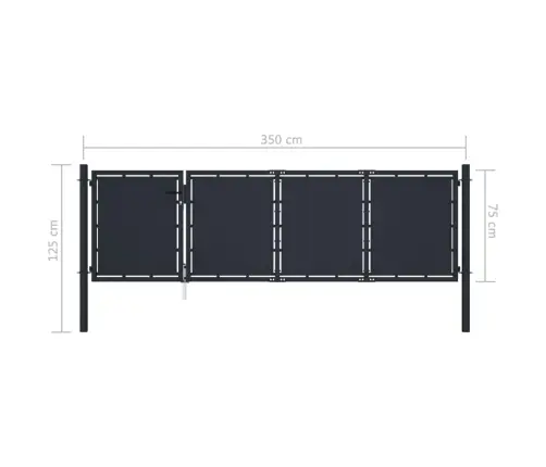 Dārza Vārti, 350X75 Cm, Tērauds, Antracītpelēki Vidaxl