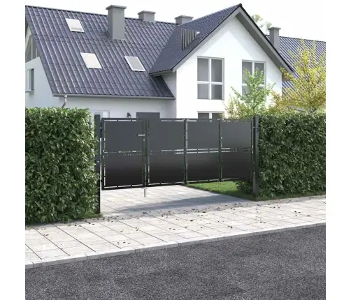 Dārza Vārti, 350X125 Cm, Tērauds, Antracītpelēki Vidaxl