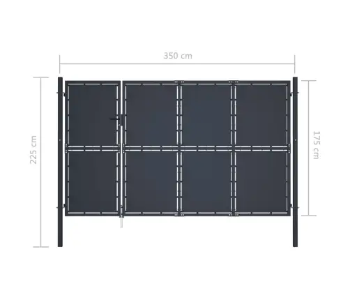 Dārza Vārti, 350X175 Cm, Tērauds, Antracītpelēki Vidaxl