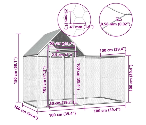 Voljeras Viščiukams, 2X1X1,5M, Galvanizuotas Plienas