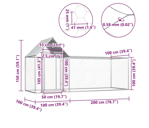 Vistu Būris, 3X1X1,5 M, Cinkots Tērauds Vidaxl