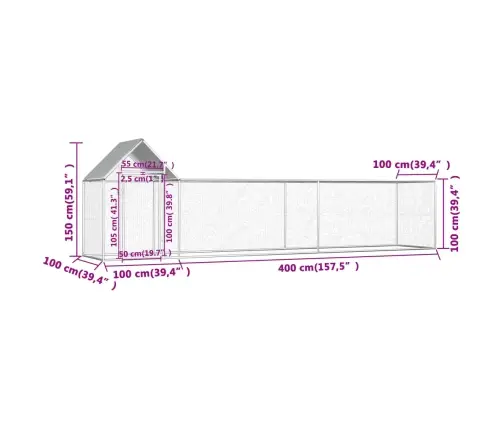 Vistu Būris, 5X1X1,5 M, Cinkots Tērauds Vidaxl