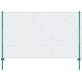 Stiepļu Žogs Ar Stabiem, 25X2 M, Zaļš Tērauds Vidaxl