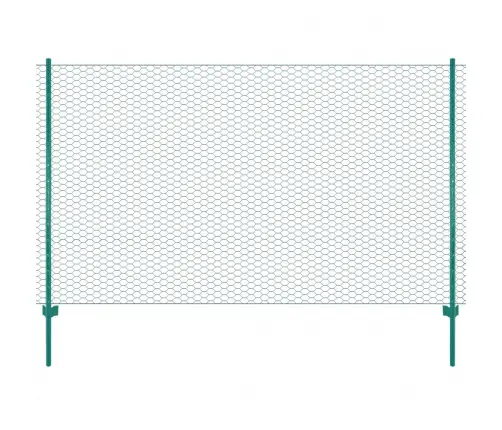 Stiepļu Žogs Ar Stabiem, 25X2 M, Zaļš Tērauds Vidaxl