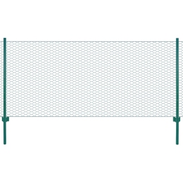 Stiepļu Žogs Ar Stabiem, 25X0,5 M, Zaļš Tērauds Vidaxl