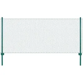 Stiepļu Žogs Ar Stabiem, 25X0,5 M, Zaļš Tērauds Vidaxl