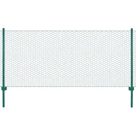 Stiepļu Žogs Ar Stabiem, 25X1 M, Zaļš Tērauds Vidaxl