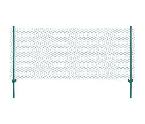 Stiepļu Žogs Ar Stabiem, 25X1 M, Zaļš Tērauds Vidaxl