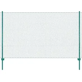Stiepļu Žogs Ar Stabiem, 25X1,5 M, Zaļš Tērauds Vidaxl