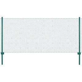 Stiepļu Žogs Ar Stabiem, 25X0,75 M, Zaļš Tērauds Vidaxl
