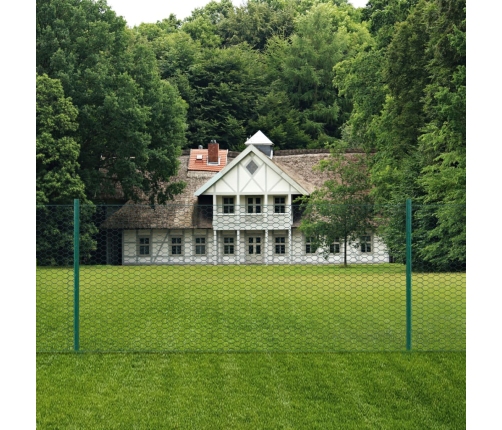 Stiepļu Žogs Ar Stabiem, 25X0,75 M, Zaļš Tērauds Vidaxl