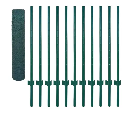Traadist Võrkaed Aiapostidega, Teras, 25 X 0,75 M, Roheline