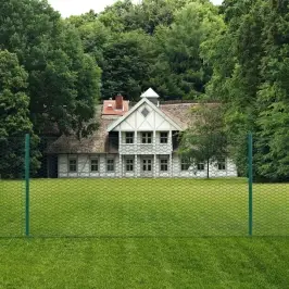 Stiepļu Žogs Ar Stabiem, 25X1 M, Zaļš Tērauds Vidaxl Stiepļu Žogs Ar Stabiem, 25X1 M, Zaļš Tērauds Vidaxl
