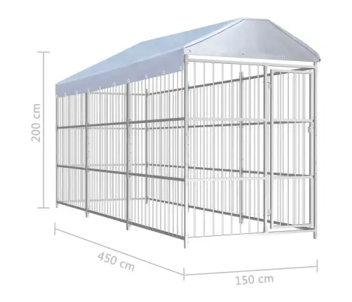 Suņu Voljērs Ar Jumtu, 450X150X200 Cm Vidaxl