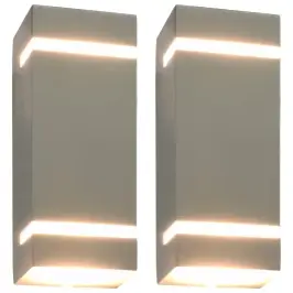 Āra Sienas Lampas, 2 Gab., 35 W, Sudraba, Taisnstūra Forma Vidaxl