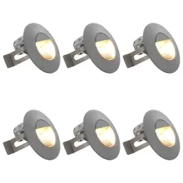 Sieniniai Lauko Led Šviestuvai, 6Vnt., Sidabriniai, 2W, Apvalūs