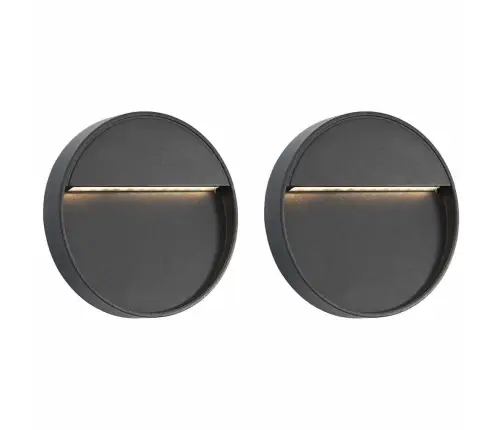 Led-Seinavalgustid Õue 2 Tk, 3 W Mustad, Ümmargused