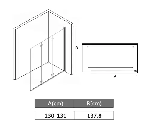 Volditav Dušinurk Kolme Paneeliga, Esg, 130 X 138 Cm