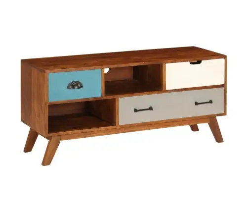 Tv Skapītis Ar 3 Atvilktnēm, 110X35X50 Cm, Akācijas Masīvkoks Vidaxl