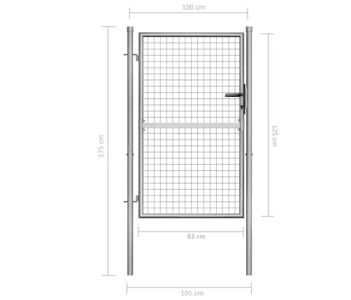 Dārza Vārti, Cinkots Tērauds, 105X125 Cm, Sudraba Krāsā Vidaxl