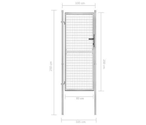 Aiavärav, Tsingitud Teras, 100 X 200 cm Hõbedane