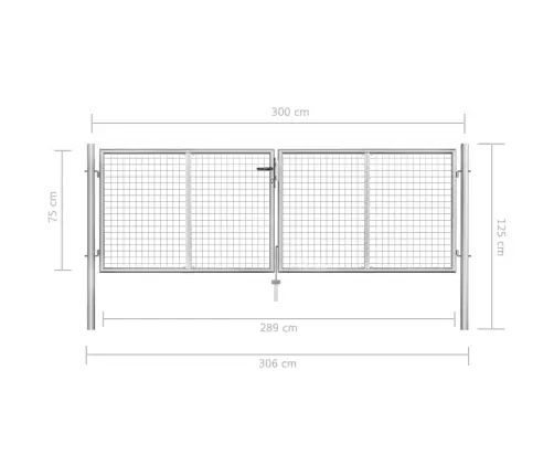 Dārza Vārti, Cinkots Tērauds, 306X75 Cm, Sudraba Krāsā Vidaxl