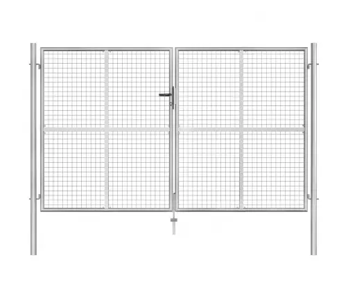 Dārza Vārti, 306X200 Cm, Cinkots Tērauds, Sudraba Krāsā Vidaxl