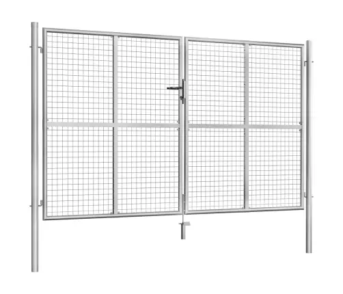 Dārza Vārti, 306X200 Cm, Cinkots Tērauds, Sudraba Krāsā Vidaxl