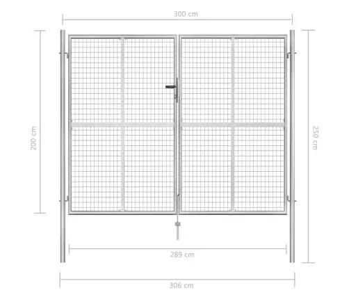 Aiavärav, Tsingitud Teras, 300 X 200 cm Hõbedane