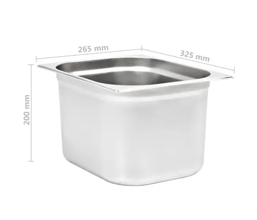 Gastronorm Trauki, 2 Gab., Gn 1/2, 200 Mm, Nerūsējošs Tērauds Vidaxl