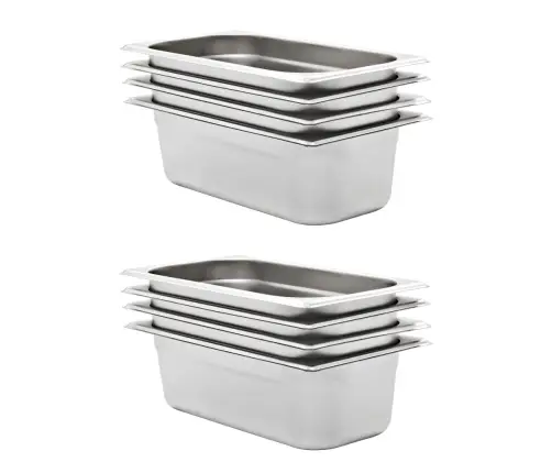 Gastronorm Trauki, 8 Gab., Gn 1/3, 100 Mm, Nerūsējošs Tērauds Vidaxl