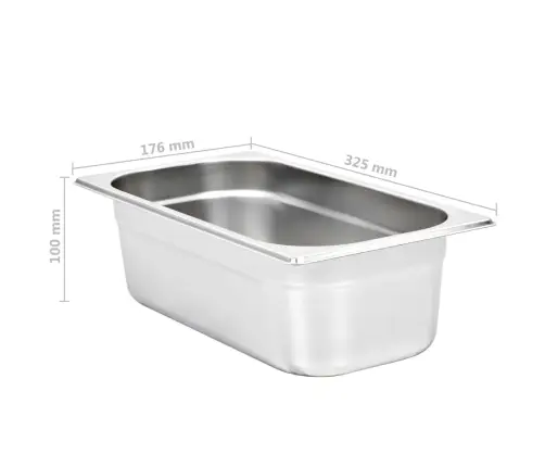 Gastronorm Trauki, 8 Gab., Gn 1/3, 100 Mm, Nerūsējošs Tērauds Vidaxl