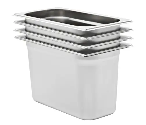 Gastronorm Trauki, 4 Gab., Gn 1/3, 200 Mm, Nerūsējošs Tērauds Vidaxl