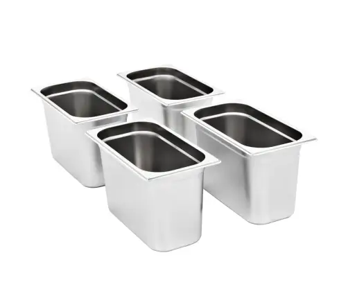 Gastronorm Trauki, 4 Gab., Gn 1/3, 200 Mm, Nerūsējošs Tērauds Vidaxl