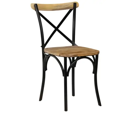 Kėdės, 2Vnt., Juodos, 51X52X84cm Mango Masyvas, Kryžminis Diz.