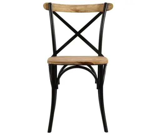 Kėdės, 2Vnt., Juodos, 51X52X84cm Mango Masyvas, Kryžminis Diz.