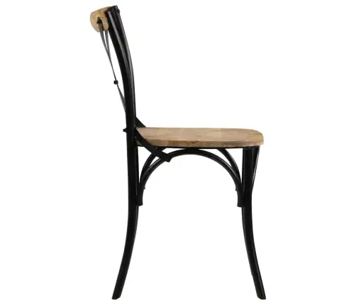 Kėdės, 2Vnt., Juodos, 51X52X84cm Mango Masyvas, Kryžminis Diz.