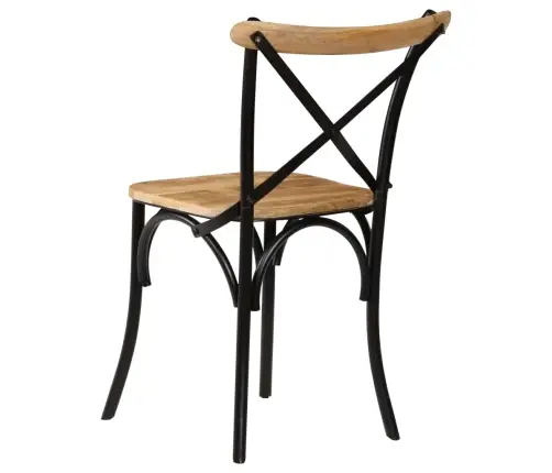 Kėdės, 2Vnt., Juodos, 51X52X84cm Mango Masyvas, Kryžminis Diz.