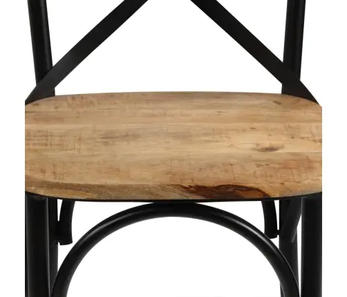 Kėdės, 2Vnt., Juodos, 51X52X84cm Mango Masyvas, Kryžminis Diz.