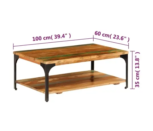 Kafijas Galdiņš Ar Plauktu, 100X60X35 Cm, Pārstrādāts Masīvkoks Vidaxl Kafijas Galdiņš Ar Plauktu, 100X60X35 Cm, Pārstrādāts Masīvkoks Vidaxl