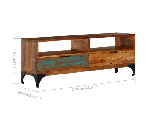 Televizoriaus Spintelė, 118X35X45cm Perdirbtos Med. Masyvas