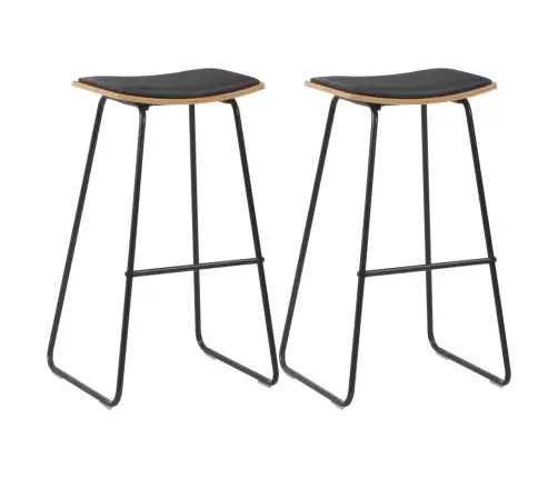 Bāra Krēsli, 2 Gab., Melna Mākslīgā Āda Vidaxl