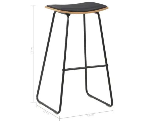 Bāra Krēsli, 2 Gab., Melna Mākslīgā Āda Vidaxl