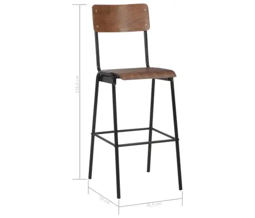 Bāra Krēsli, 2 Gab., Saplāksnis Un Tērauds, Brūni Vidaxl