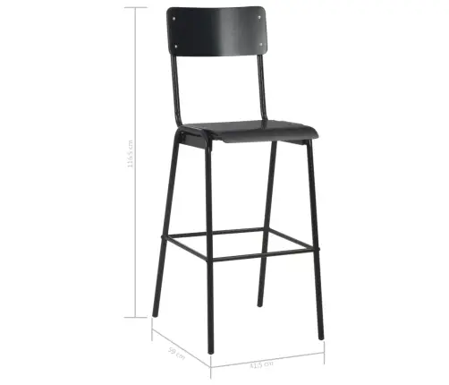 Bāra Krēsli, 2 Gab., Saplāksnis Un Tērauds, Melni Vidaxl