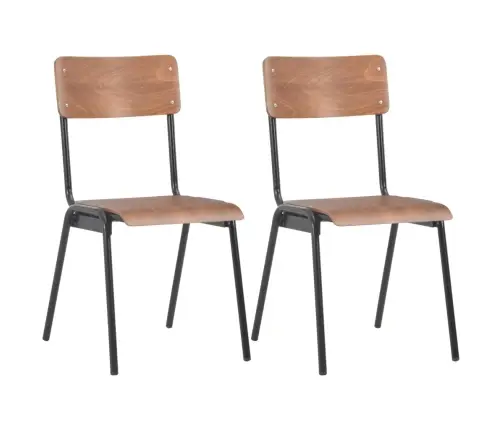 Virtuves Krēsli, 2 Gab., Saplāksnis Un Tērauds, Brūni Vidaxl