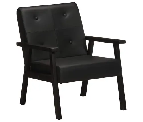 Atpūtas Krēsls, Melna Dabīgā Āda Vidaxl