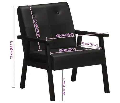 Atpūtas Krēsls, Melna Dabīgā Āda Vidaxl