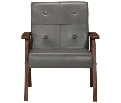 Atpūtas Krēsls, Pelēka Dabīgā Āda Vidaxl