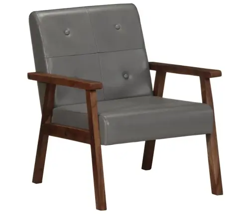 Atpūtas Krēsls, Pelēka Dabīgā Āda Vidaxl